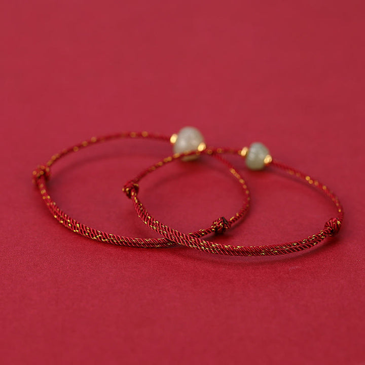 Buddha Stones925 スターリングシルバー ゴールドメッキ 和田翡翠 蓮華 幸運赤紐ブレスレット