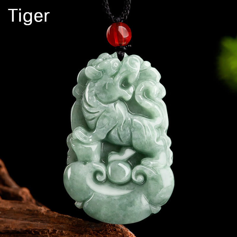 Buddha Stones天然グリーン翡翠 12星座 幸運 繁栄 ネックレス ペンダント