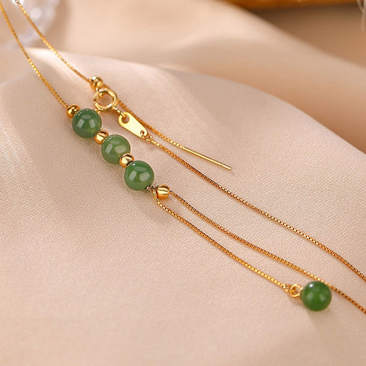 Buddha Stones925スターリングシルバー シアン翡翠ビーズ ヒーリングネックレスペンダント