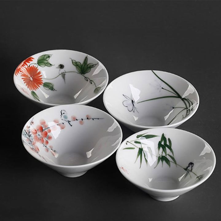 Buddha Stonesヴィンテージ 梅 蘭 竹 菊 蓮 鯉 陶器 ティーカップ カンフー ティーカップ