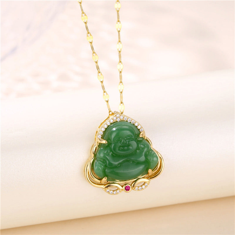 Buddha Stones天然の笑い仏 平和ネックレス - image 1