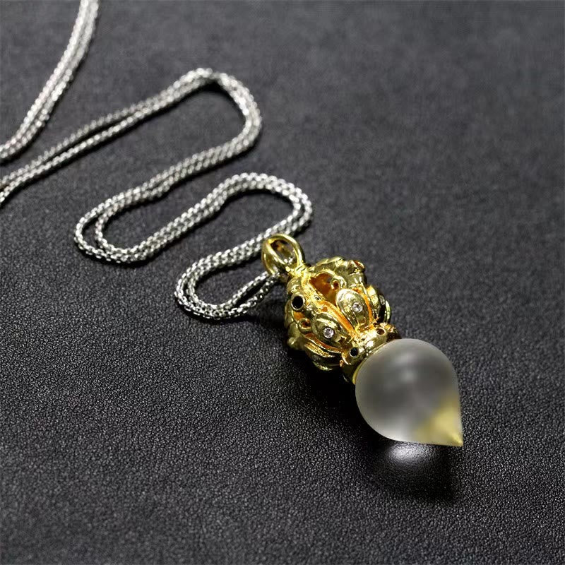 Buddha Stonesチベットドルジェ金剛杵4本爪蓮華水晶の強さのネックレスペンダント