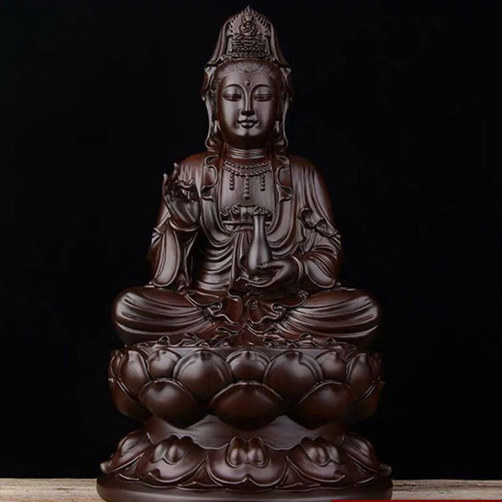 Buddha Stones観音菩薩 黒檀 蓮華 調和 祝福 室内装飾