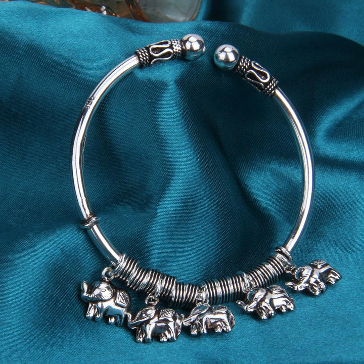 Buddha Stones925スターリングシルバー エレファント強さブレスレットバングル