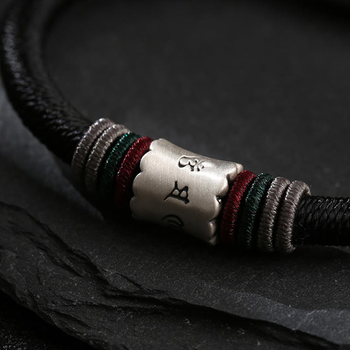 Buddha Stones999スターリングシルバーオーム・マニ・パドメ・フムピース マグネットバックルブレスレット