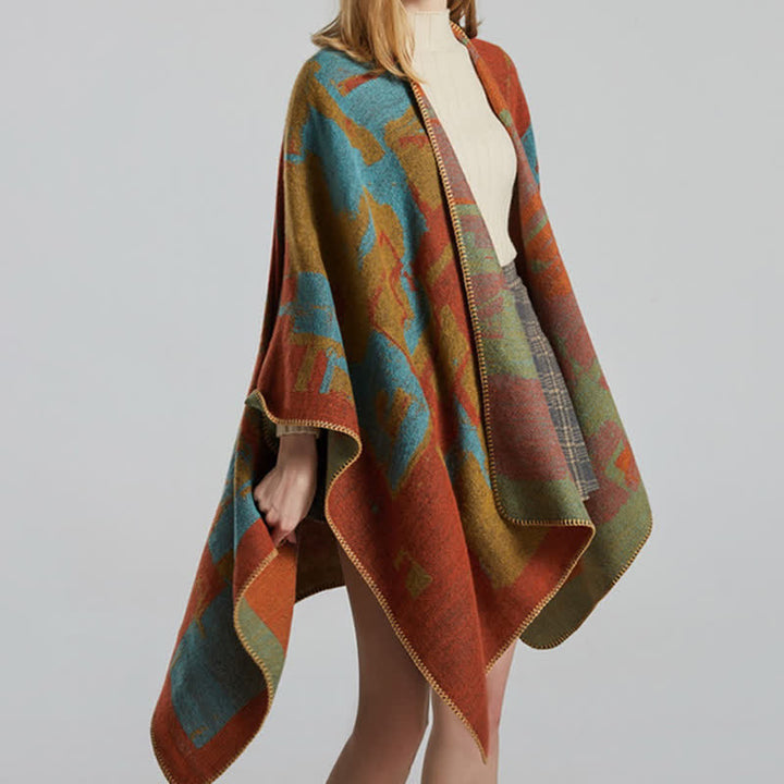 チベットのオレンジショール暖かいマントスカーフ - image 8