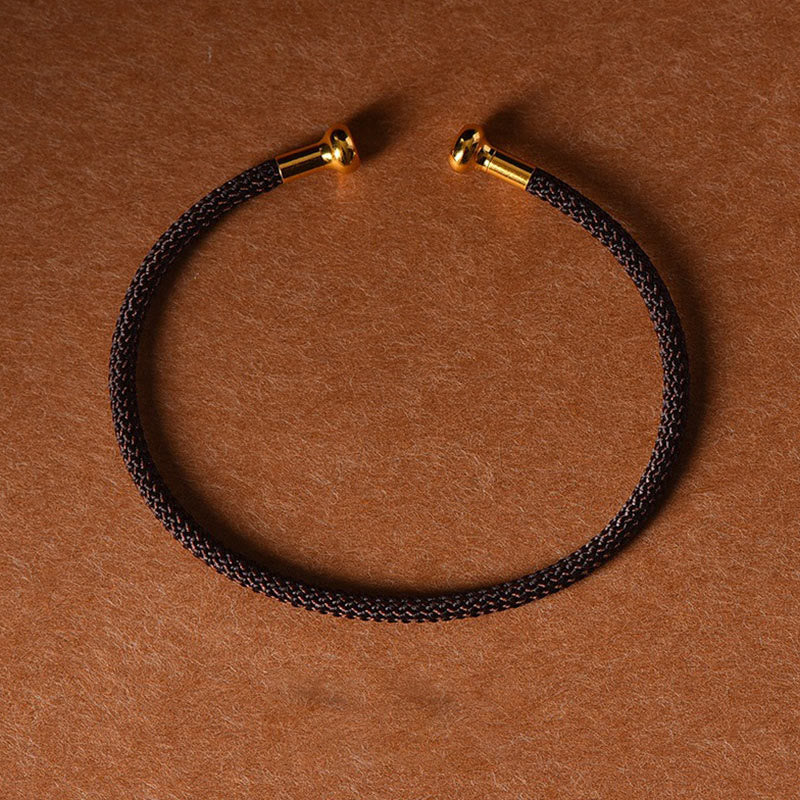 Buddha Stonesのシンプルなデザイン、手作りの幸運の編み紐カフブレスレット - 茶色 - image 17