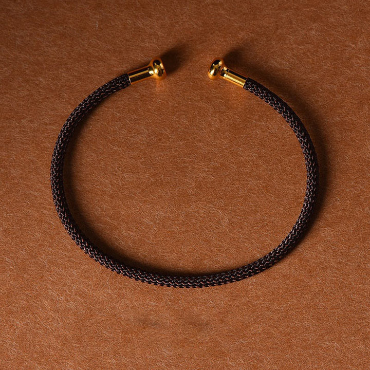 Buddha Stonesのシンプルなデザイン、手作りの幸運の編み紐カフブレスレット - 茶色 - image 17