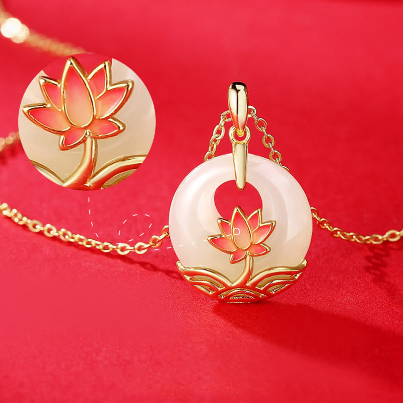 Buddha Stones925スターリングシルバー 和田白翡翠 蓮の花 祝福ネックレスペンダント - image 4