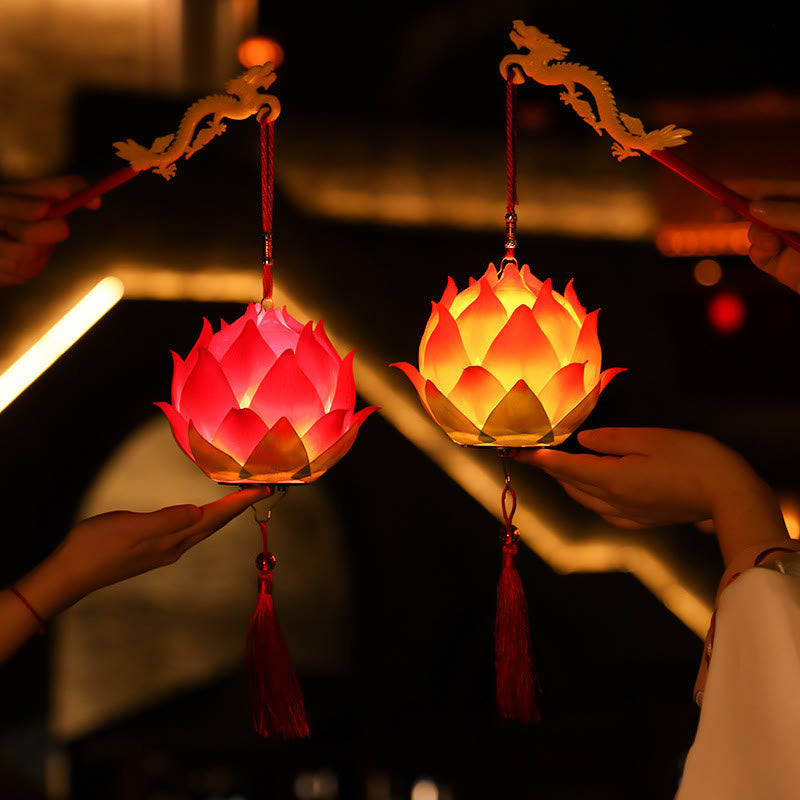 Buddha StonesDIY蓮の花ドラゴンランタンタッセルランプ装飾 - image 0