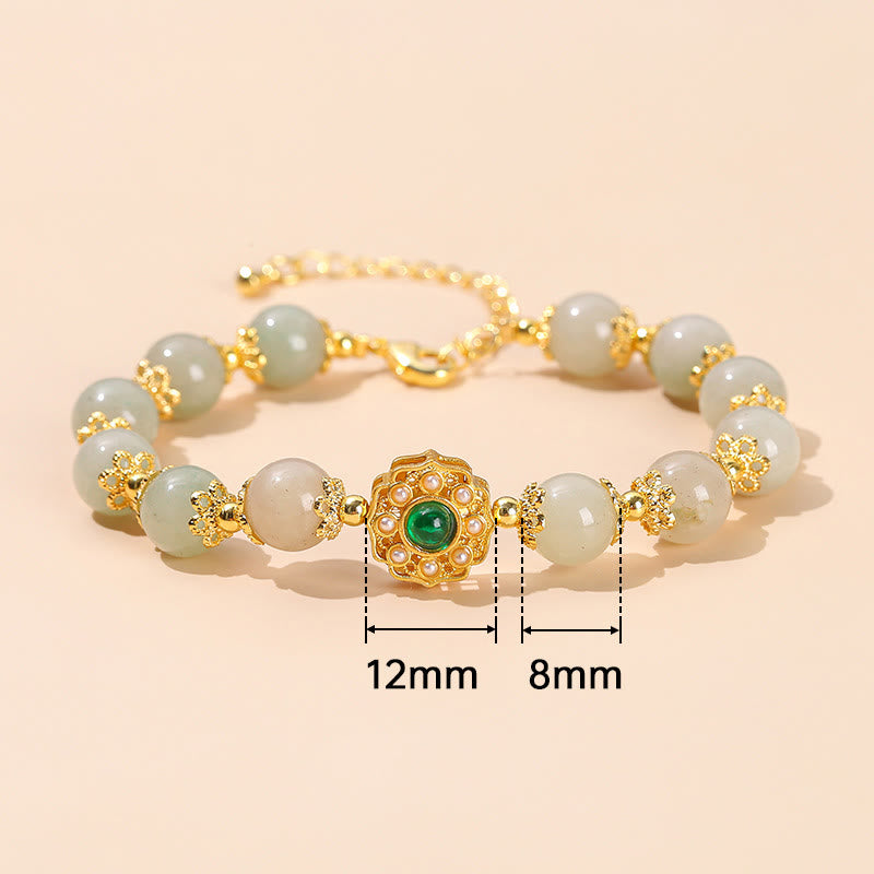 Buddha Stones天然翡翠繁栄ビーズチェーンブレスレット