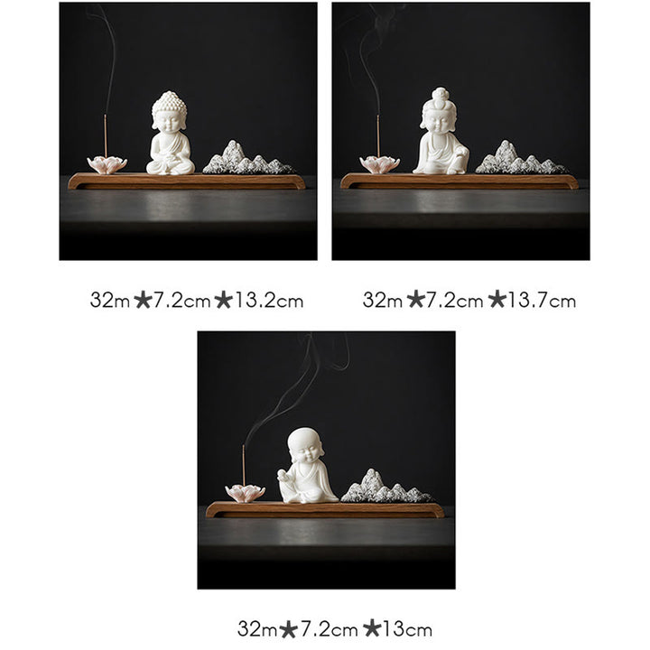Buddha Stones蓮の花 如来 観音 観音 地蔵菩薩 瞑想 陶器 スティック 香炉 装飾