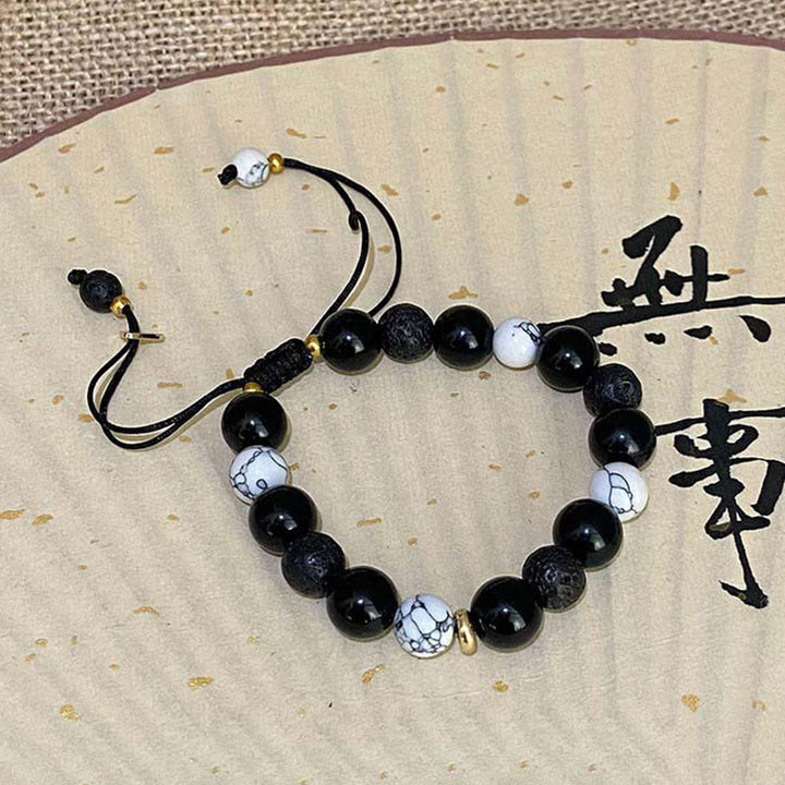 Buddha Stones黒曜石 溶岩石 陰陽強さブレスレット - image 19