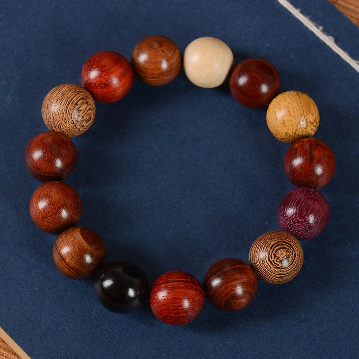 Buddha Stonesマルチカラー サンダルウッド 保護 ヒーリング ブレスレット