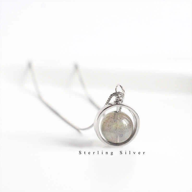 Buddha Stones 925スターリングシルバー ムーンストーン ラブプラネット 回転パターンネックレスペンダント - image 8