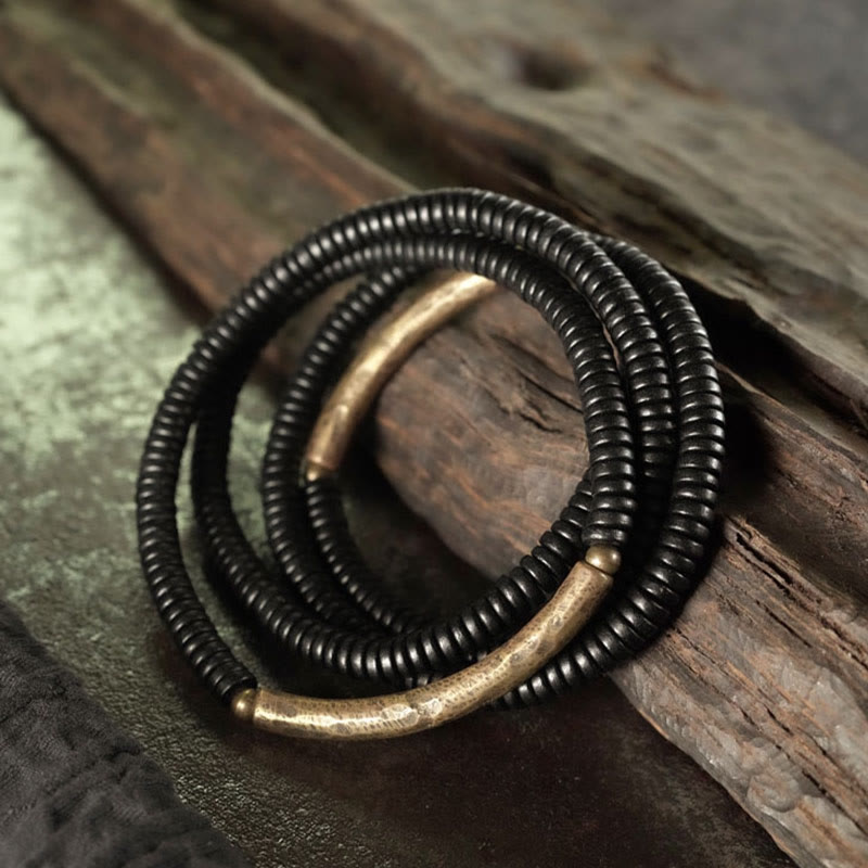 Buddha Stones黒檀銅 バランス 多層ブレスレット - image 1