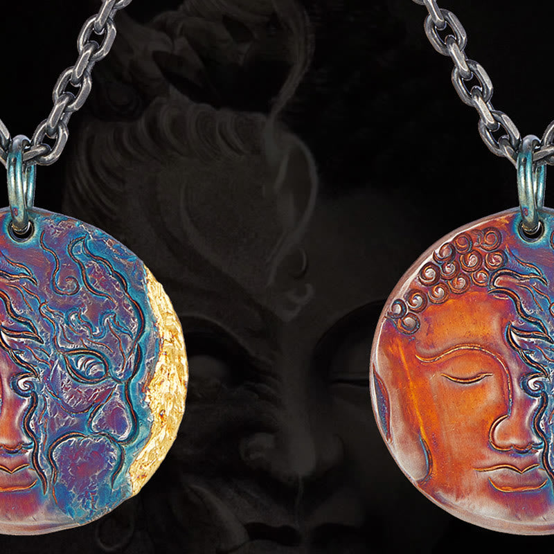 Buddha Stones999スターリングシルバー 24Kゴールド 半悪魔 半仏 慈悲のネックレスペンダント - image 2