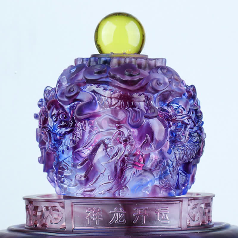 Buddha Stones風水 縁起の良い龍 手作り 琉璃水晶 回転式 アートピース 幸運 家庭 オフィス 装飾