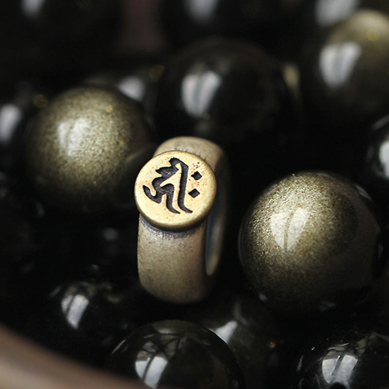 Buddha Stones十二支誕生仏黒曜石 浄化ブレスレット