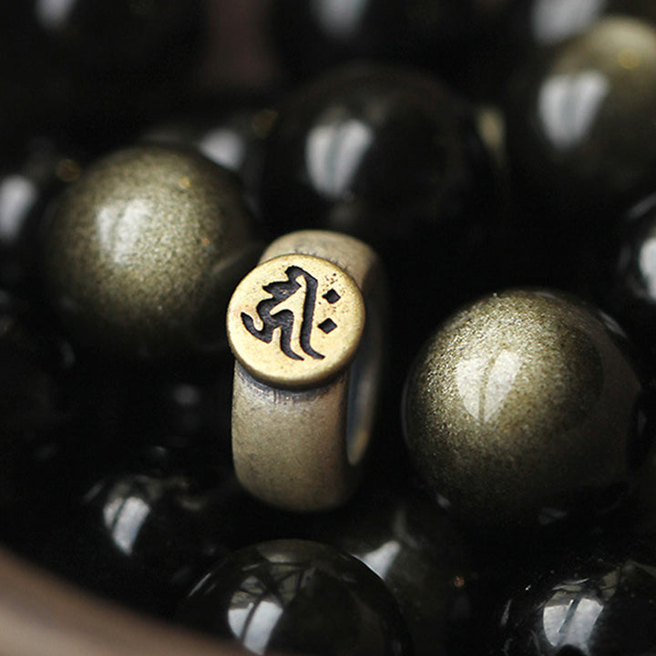 Buddha Stones十二支誕生仏黒曜石 浄化ブレスレット