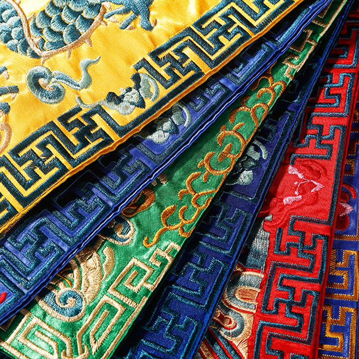Buddha Stones鳳凰 龍 麒麟 刺繍 カップマットパッド ティーカップコースター スクエア カンフーティーマット
