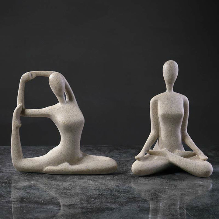 抽象的なヨガ瞑想エクササイズ樹脂スピリチュアルフィギュア彫刻デスク装飾