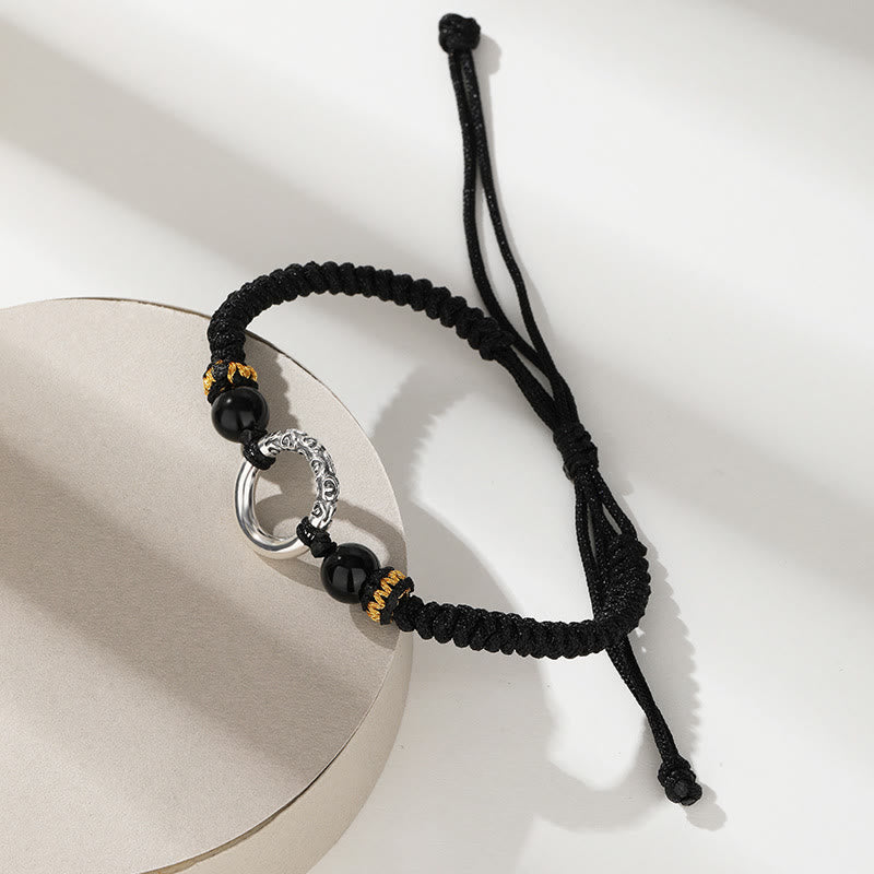 Buddha Stones925スターリングシルバー ピースバックル 縁起の良い雲 幸運の編み込みブレスレット
