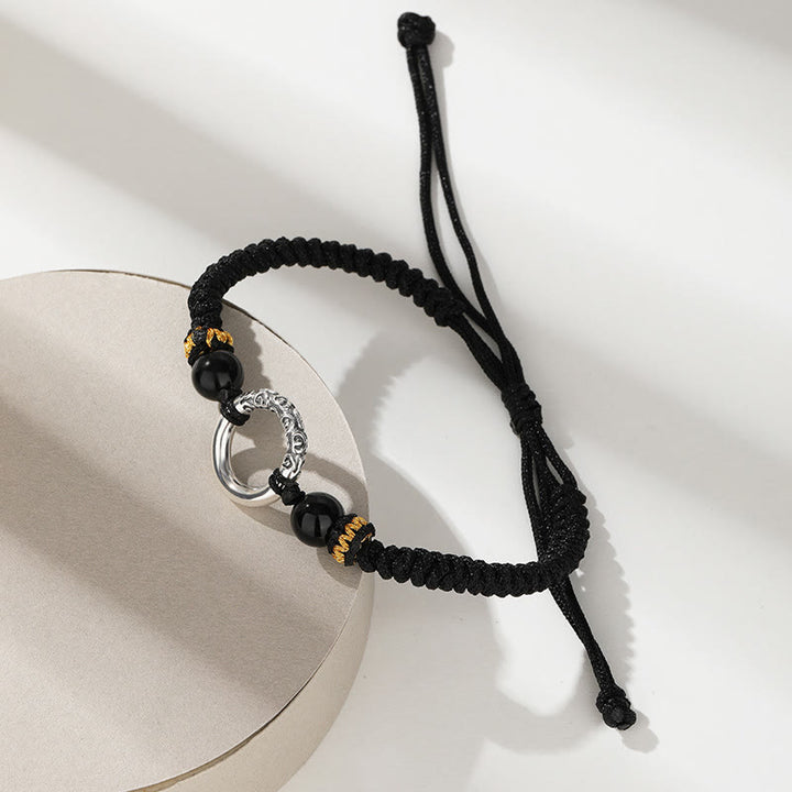 Buddha Stones925スターリングシルバー ピースバックル 縁起の良い雲 幸運の編み込みブレスレット
