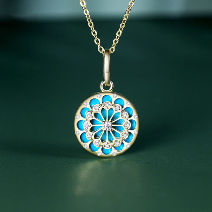 Buddha Stones925スターリングシルバー ラウンドターコイズ ジルコン 保護力 ネックレスペンダント