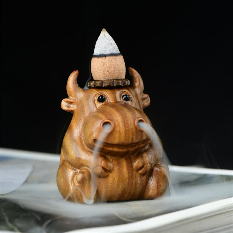 Buddha Stonesグリーンサンダルウッド かわいい子牛柄 瞑想用 逆流香炉 装飾