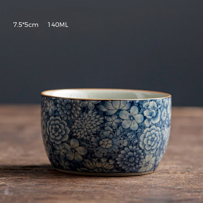 Buddha Stones青蓮 桃の花 菊 デザイン 陶器 ティーカップ カンフー ティーカップ