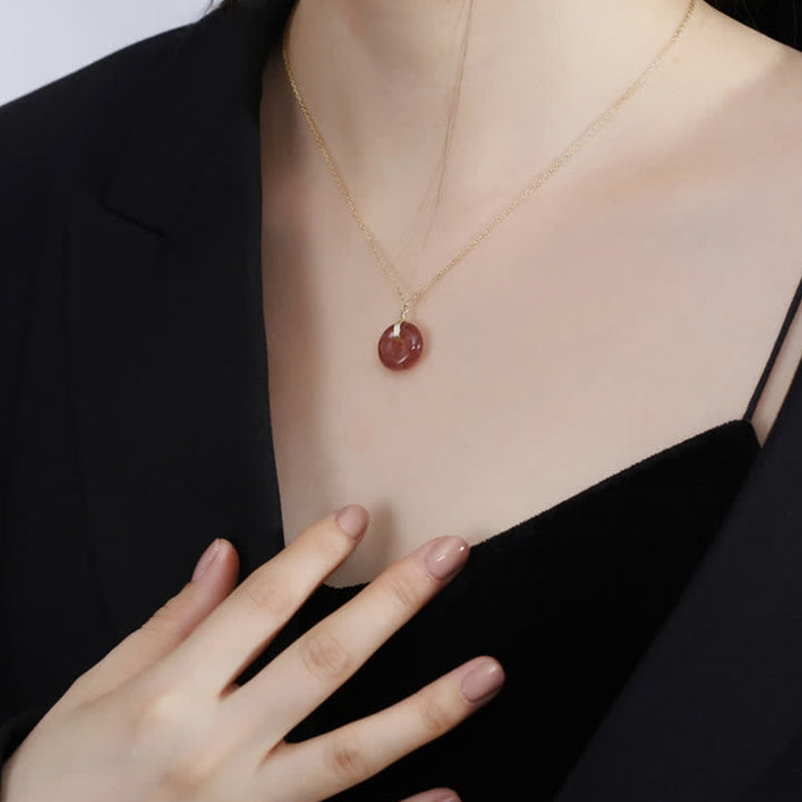 Buddha Stones925スターリングシルバー ストロベリークォーツ ヒーリングポジティブネックレス