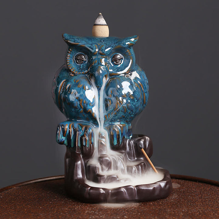Buddha Stonesかわいいフクロウ 陶器 逆流煙噴水 瞑想 癒し 香炉 装飾