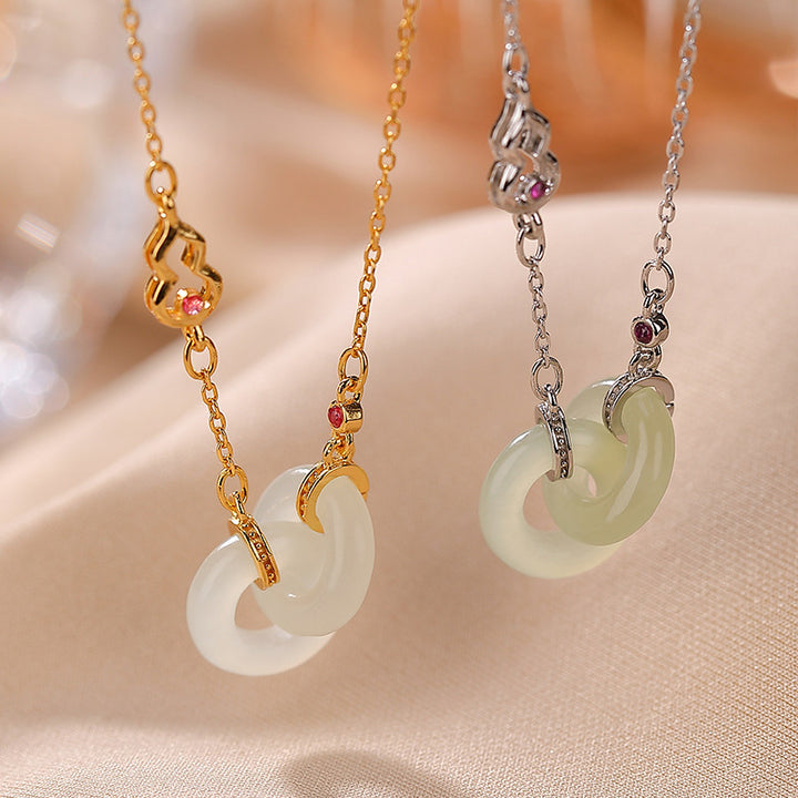 Buddha Stones925スターリングシルバー ラウンド翡翠 幸運繁栄ネックレスチェーンペンダント