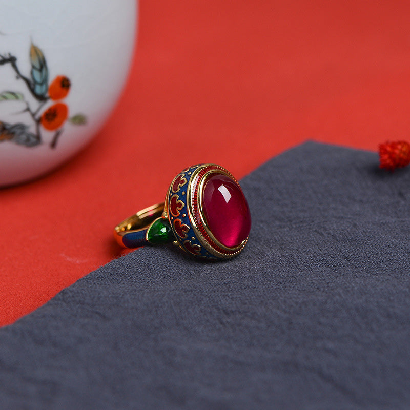 Buddha Stones925 スターリングシルバー レッドコランダム 勇気リング