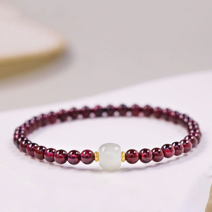 Buddha Stones天然ガーネット翡翠ビーズ浄化ブレスレット