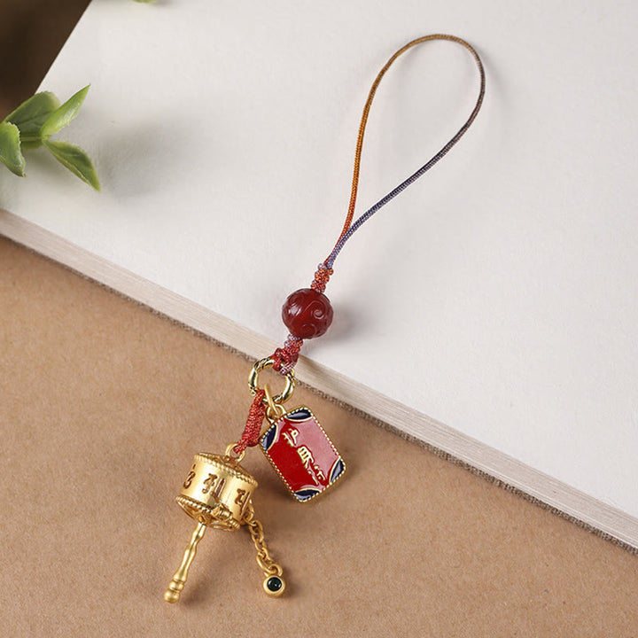 Buddha StonesチベットOm Mani Padme Hum祈りの輪 お守り 護符 携帯電話吊り下げ装飾