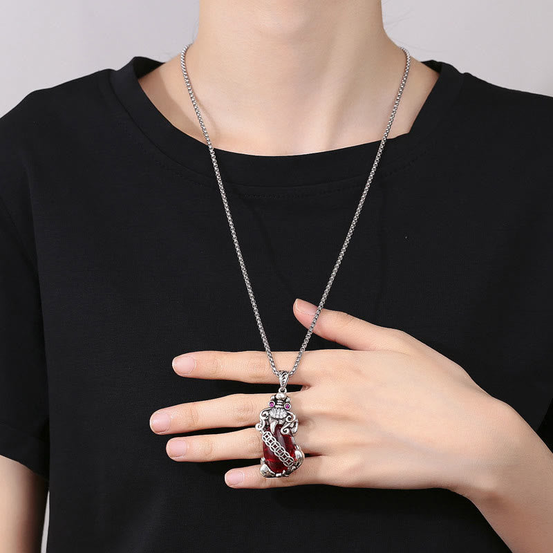 Buddha Stonesガーネット 銅貨 富と幸運のネックレスペンダント - image 4