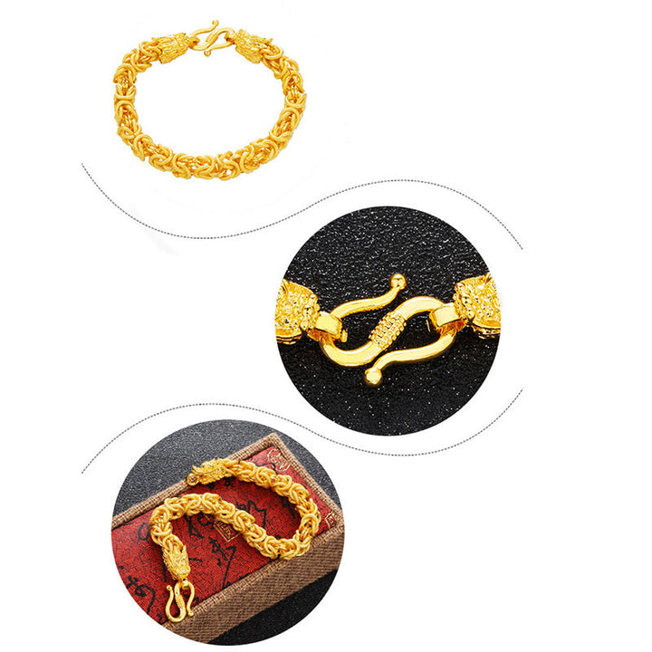 Buddha Stones24Kゴールドメッキ 双頭龍守護ブレスレット
