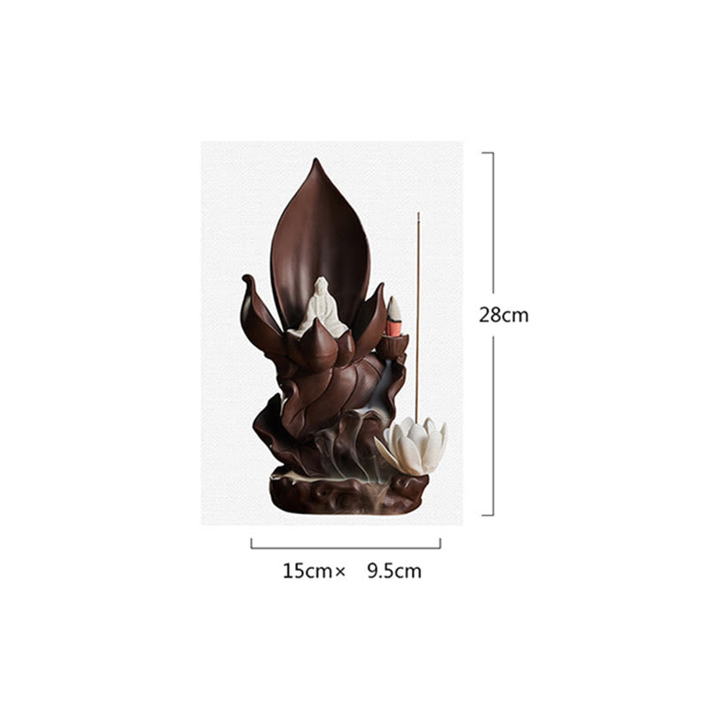 Buddha Stones蓮仏 観音菩薩 悟り 紫粘土 香炉 装飾