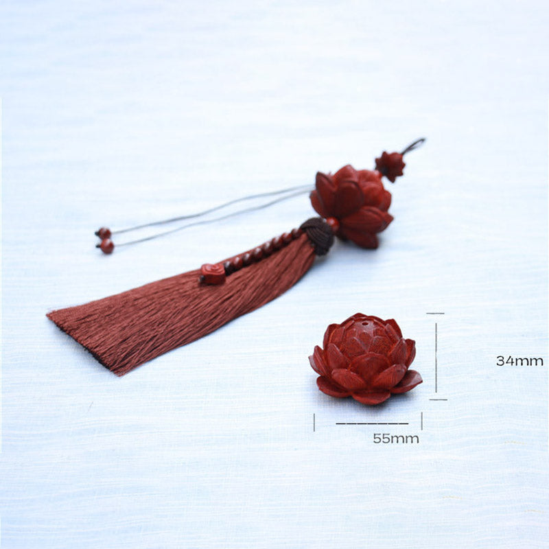 Buddha Stonesチベット小葉紅白檀蓮華 幸運の守護 タッセル飾り
