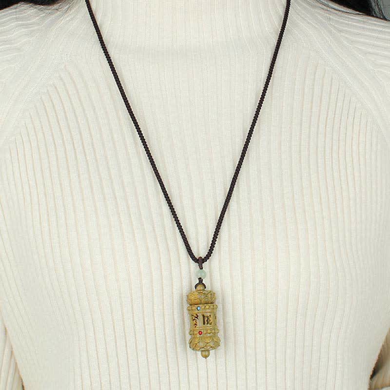 Buddha Stonesチベット グリーンサンダルウッド ローズウッドオーム・マニ・パドメ・フムフム ロータス ポジティブ 癒し ネックレス ペンダント - image 5