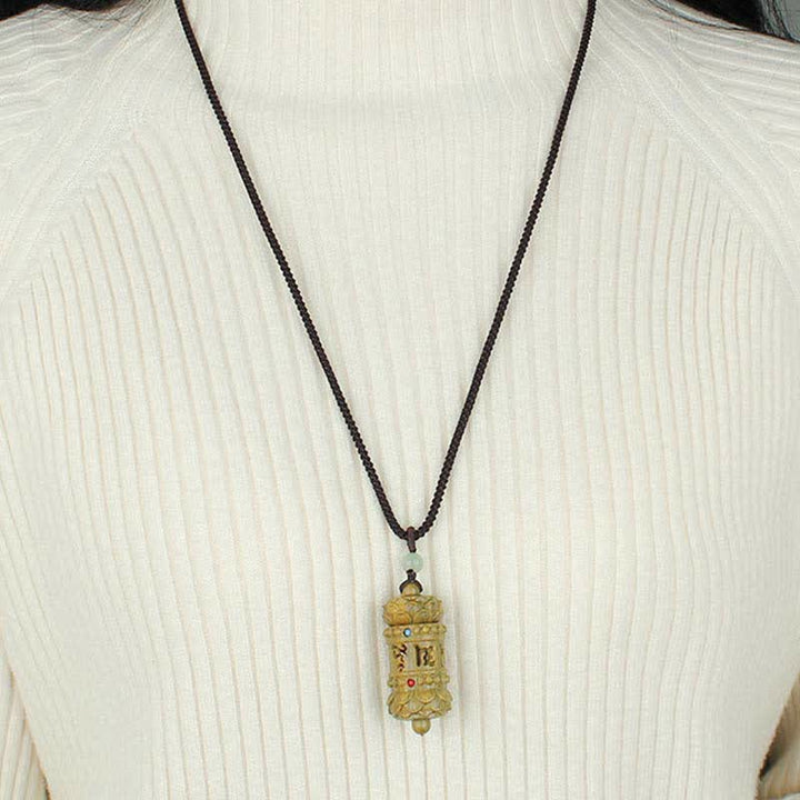 Buddha Stonesチベット グリーンサンダルウッド ローズウッドオーム・マニ・パドメ・フムフム ロータス ポジティブ 癒し ネックレス ペンダント - image 5
