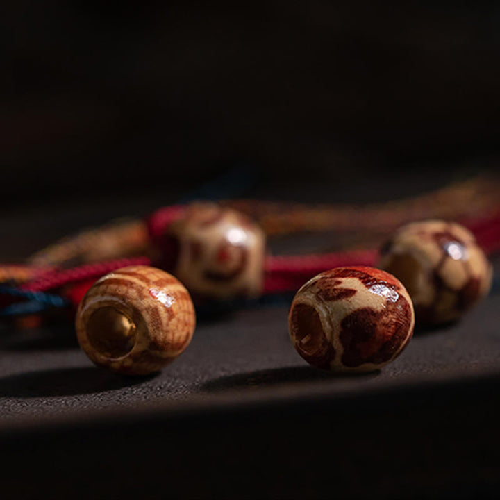 Buddha Stonesチベット手作りカラフルな糸925スターリングシルバー鯉魚保護強度ストリングブレスレット