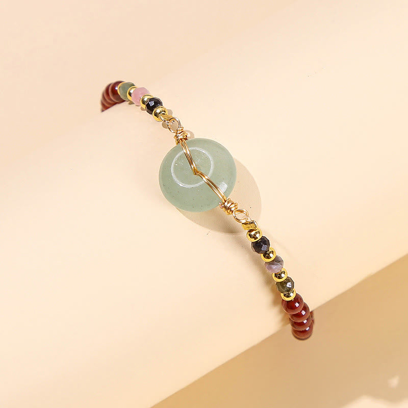 Buddha Stones天然ガーネットピースバックルビーズカームブレスレット