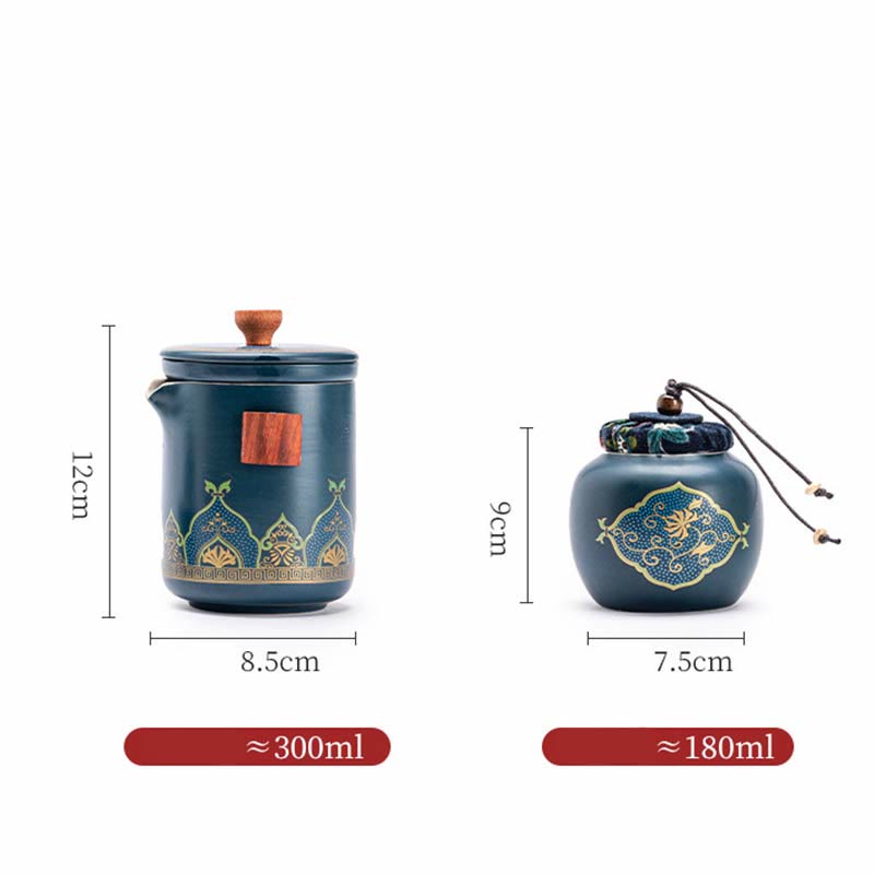 Buddha Stonesの花 中国 功夫陶器 ティーポット ポータブル アウトドア 旅行用 ティーセット バッグ
