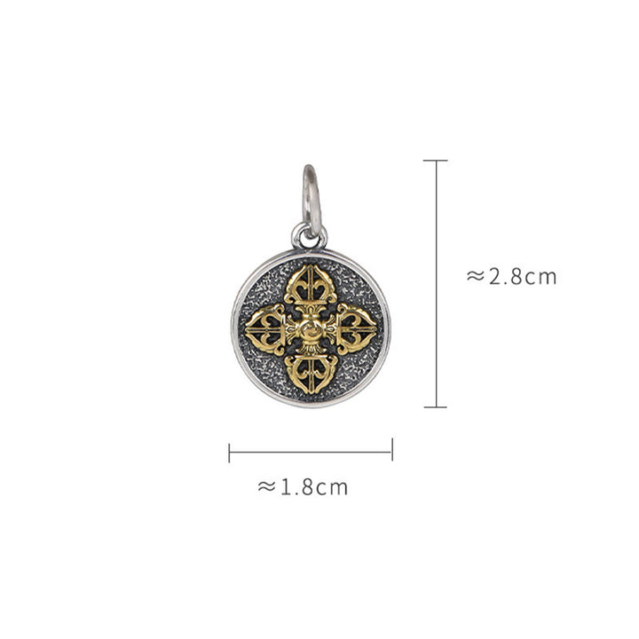 Buddha Stones925スターリングシルバー ダブルドルジェヴァジュラ 祝福ネックレスペンダント