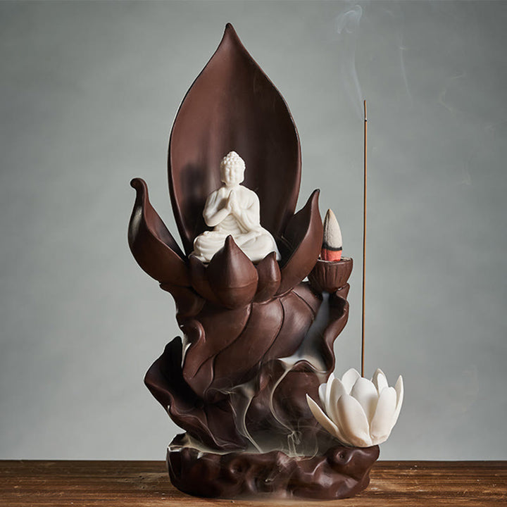 Buddha Stones蓮仏 観音菩薩 悟り 紫粘土 香炉 装飾
