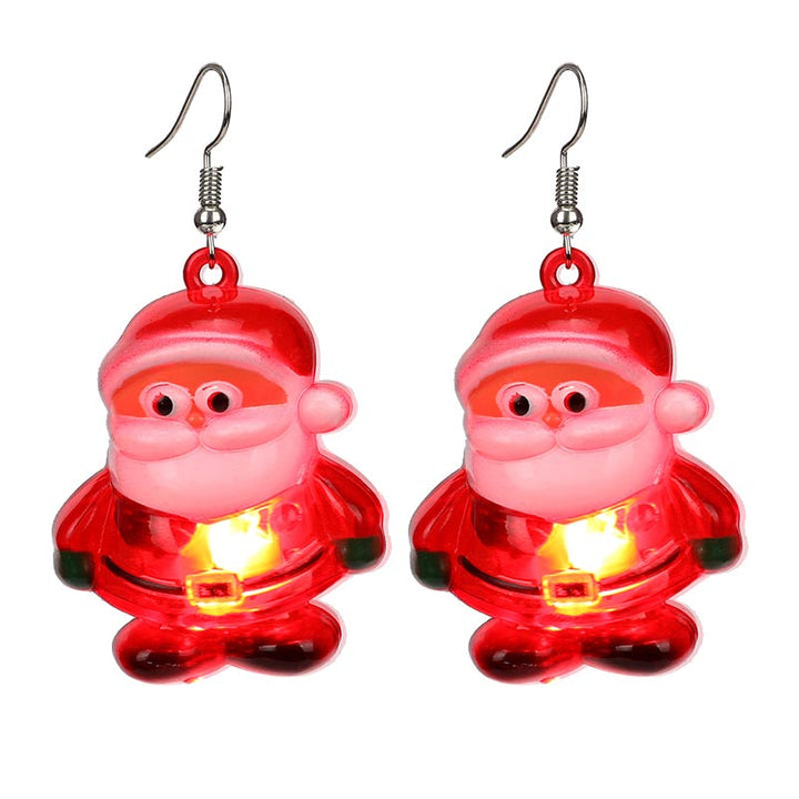 LEDクリスマスサンタクロースツリーエルク光るイヤリング