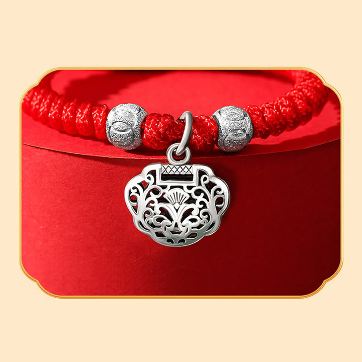 Buddha Stones 925スターリングシルバー 中国ロックチャーム マルチカラー レッドストリング プロテクション ハンドメイド編み込み キッズブレスレット
